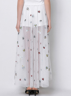 Sexy Embroidery Perspective Long Skirt