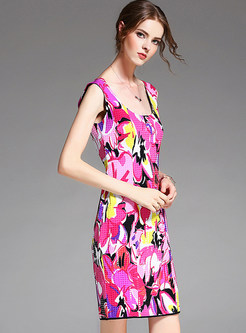 Sexy Colorful Print Slim Bodycon Dress