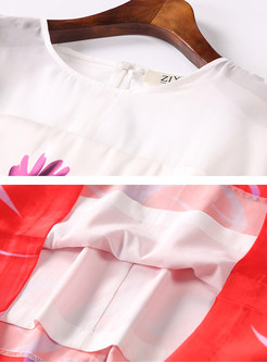 Stitching Print Short Sleeve Bodycon Dress