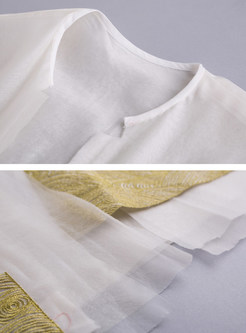 White Ethnic Silk Sleeveless Vest