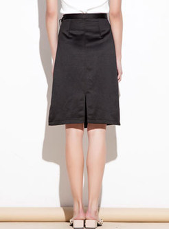 Chic Black Asymmetry Belt Skirt
