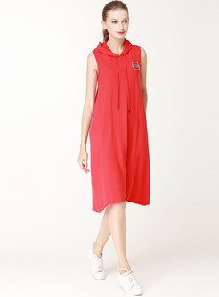 Casual Pure Color Sleeveless Loose T-shirt Dress