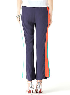 Casual Splicing Color Blocking Loose Straight Pants 