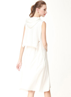Casual Pure Color Sleeveless Loose T-shirt Dress