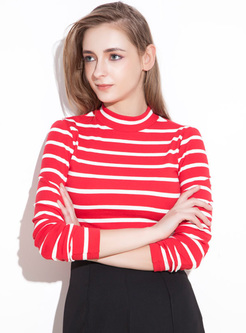 Slim Color-blocked Striped T-shirt