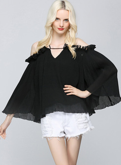 Sexy Off Shoulder Flare Sleeve Blouse
