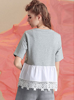 Cotton Stitching Short Sleeve T-shirt
