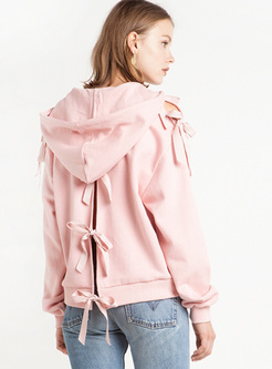 Street Pink Tied Hooded Sweatshirt