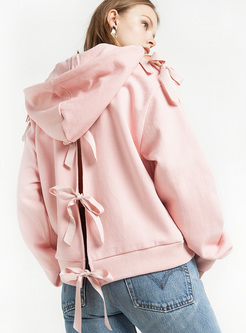 Street Pink Tied Hooded Sweatshirt