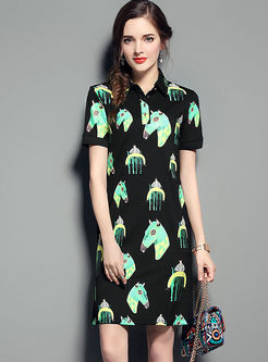 Animal Design Print Slim T-shirt Dress
