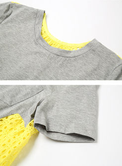 Stitching Hit Color Short Sleeve T-shirt