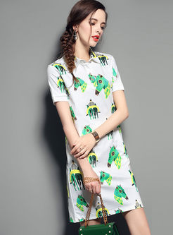 Animal Design Print Slim T-shirt Dress