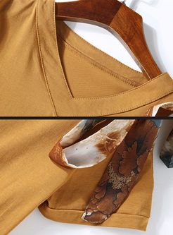 Cotton Short Sleeve T-shirt & Floral Print Skirt With Underskirt