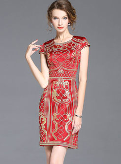 Vintage Sequins Embroidered Bodycon Dress