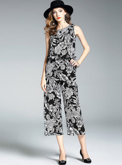 Causal Hit Color Print Sleeveless Jumpsuits