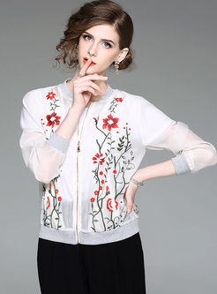 Stylish Embroidered Long Sleeve Coat
