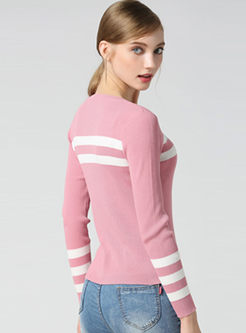 Hit Color Slim Long Sleeve Sweater