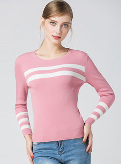 Hit Color Slim Long Sleeve Sweater