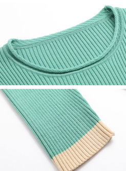 Striped Hit Color Three Quarters Sleeve Sweater