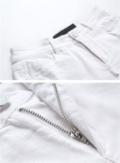 Brief White Pocket Denim Shorts 