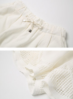 Casual Straight Embroidered Slim Short Pants 