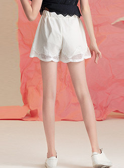 Casual Straight Embroidered Slim Short Pants 