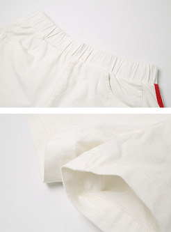 Casual Straight White Short Pants 