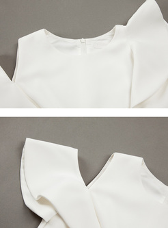 White Off Shoulder Asymmetric Skater Dress