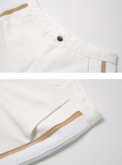 Casual White Straight Short Pants 
