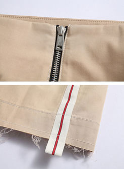 Chic Cotton High Waist Zipper Pocket Skirt