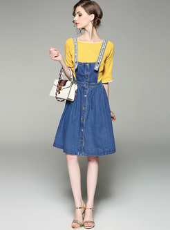 Chic Letter Pattern Waist Overalls