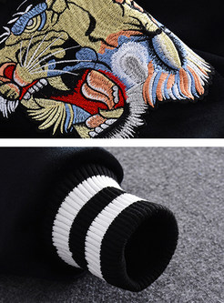 Street Embroidered Long Sleeve Sheath Coat