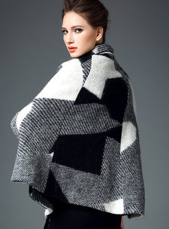 Stylish Batwing Sleeve Woolen Coat
