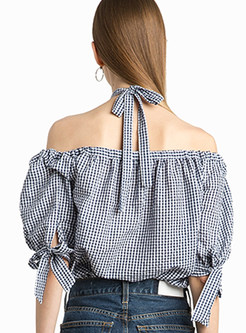 Sexy Striated Asymmetrical Off Shoulder Blouse 