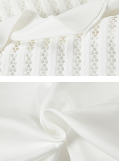 Elegant White Falbala Skater Dress