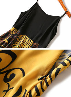 Ethnic Floral Print Slip Dress & Black Knitted Dress