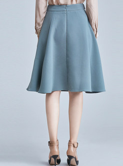 Casual Pure Color A-line Falbala Skirt