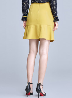 Casual Asymmetrical Falbala A-line Sheath Skirt 
