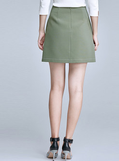 Casual Pure Color Belted Sheath Slim Skirt 