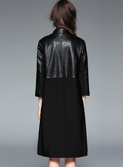 Black Stylish Stitching Slim Coat