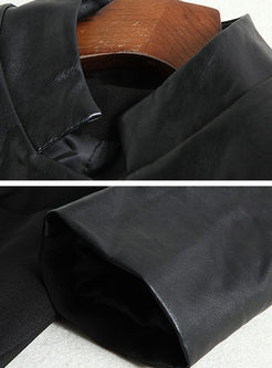 Black Stylish Stitching Slim Coat