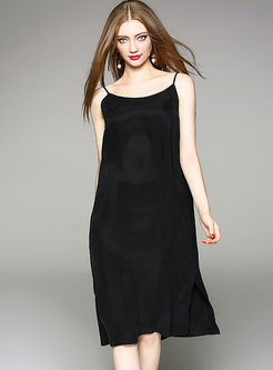 Causal Pure Color Loose Sleeveless Shift Dress