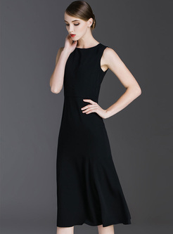 Black Elegant Sleeveless Skater Dress
