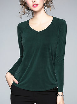 Brief Pure Color Slim Long Sleeve T-shirt
