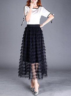 Black Sexy Mesh Perspective Skirt