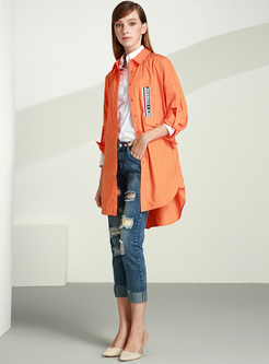 Causal Letter Pattern Trench Coat