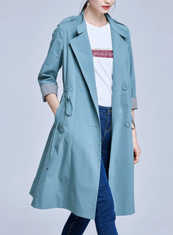 Street Notched Neck Color0 Tied Trench Coat