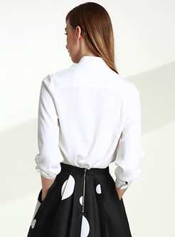 Brief White Stand Collar Blouse