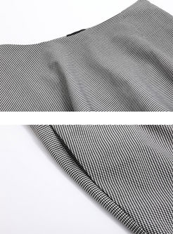 Grey Asymmetry Stitching A-line Skirt