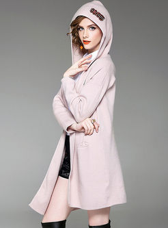 Stylish Hooded Long Sleeve Knitted Coat